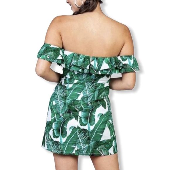 L’atiste Palm Print Off Shoulder Minidress NWT size Small - Picture 7 of 10
